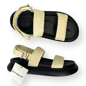 Desigual Women's Boat Macrame Platform Sandals US 9 EU 9 Cream White
